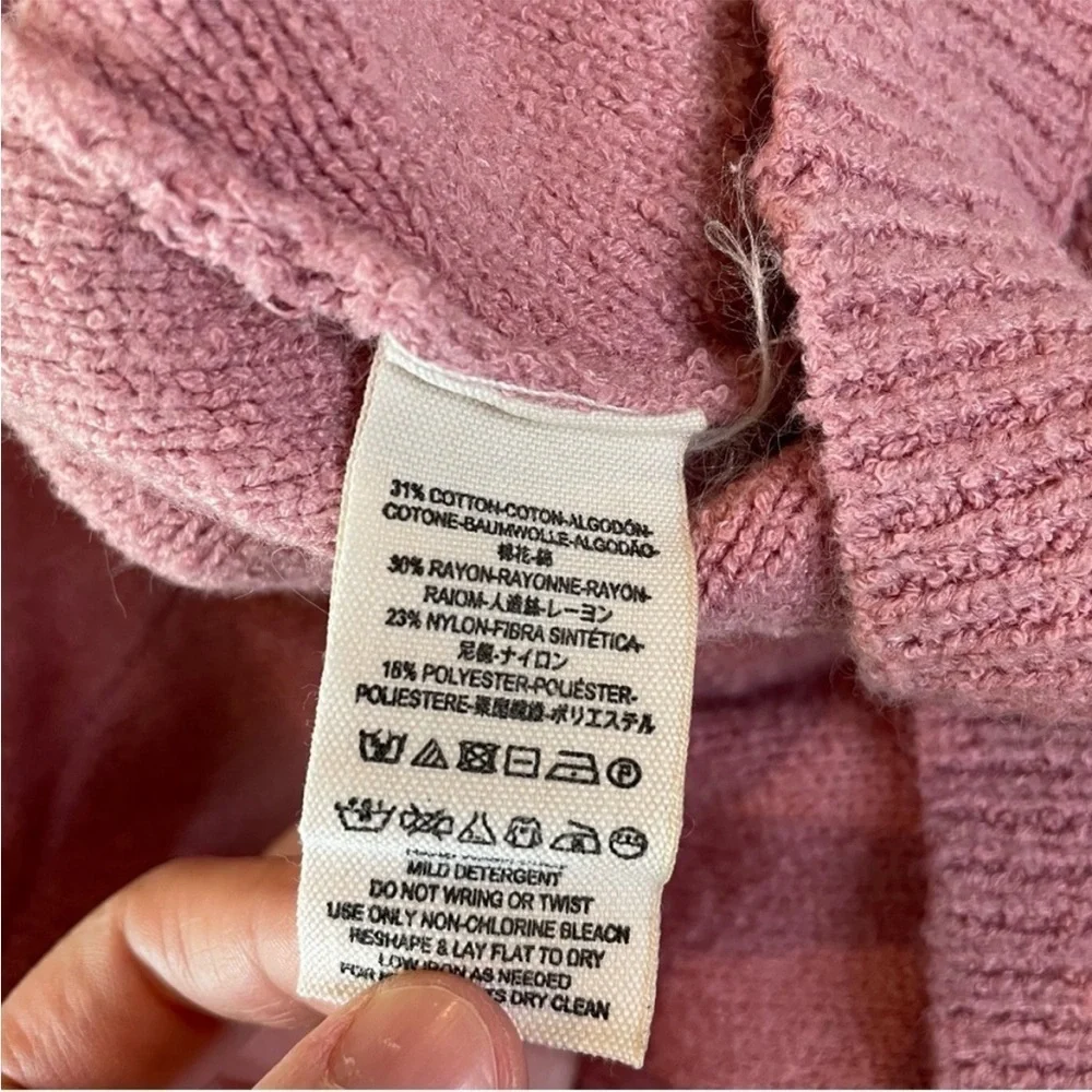 Free People Take Me Places Pink Oversized V-Neck Sweater Extra Small